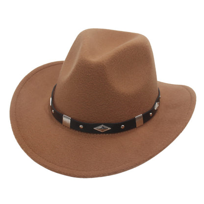 Men's Vintage Western Cowboy Hat Knight Woolen British Felt Hat