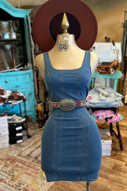 Vintage Washed Scoop Denim Mini Dress