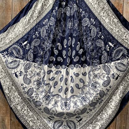 35X35" Two Tone Navy Paisley Wild Rag / Scarf