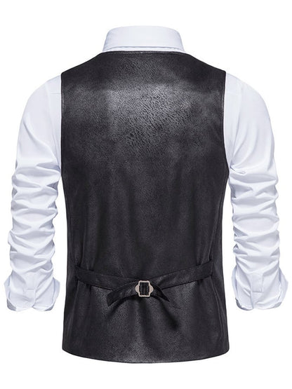 Men's Stylish Button Front Faux Suede Suit Vest