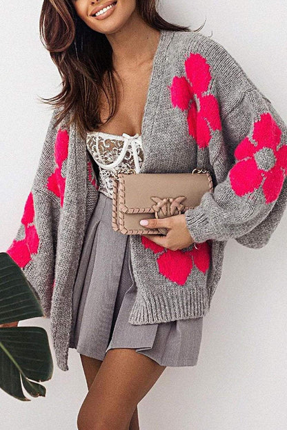 Women's Flowers Casual Sweater Cardigan