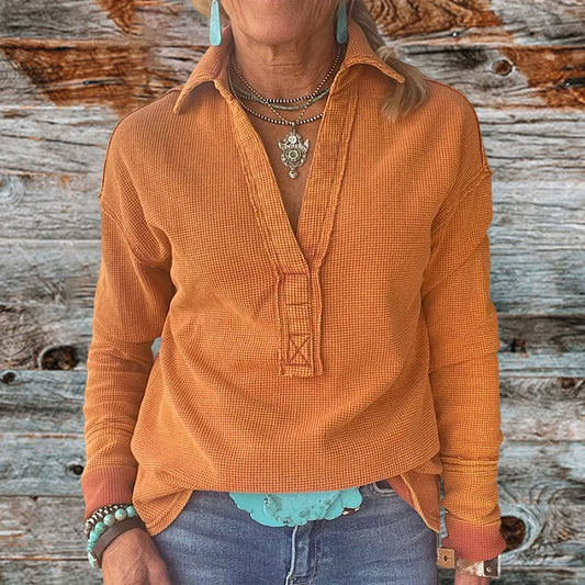 Cozy Waffle Knit Blouse