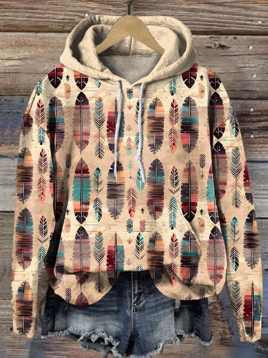 Boho Feather Art Casual Hoodie Sweatshirt