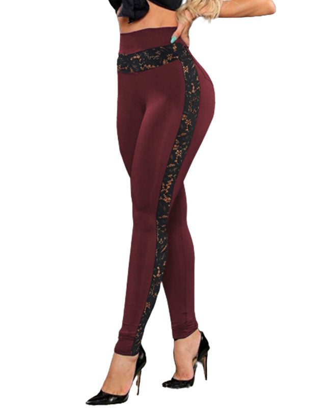 Solid Color Lace Pants Hip Lift Sweatpants