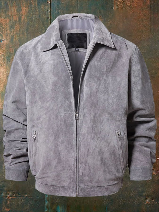 Men's Vintage Suede Pocket Lapel Outdoor Jacket