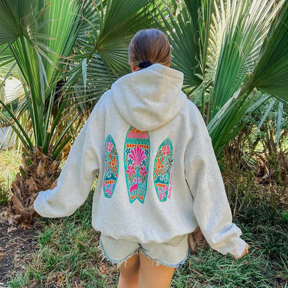 Women's Hooded Sweatshirt Sunset Surf - Multicolor