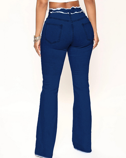 Wool-Edged Elastic Jeans