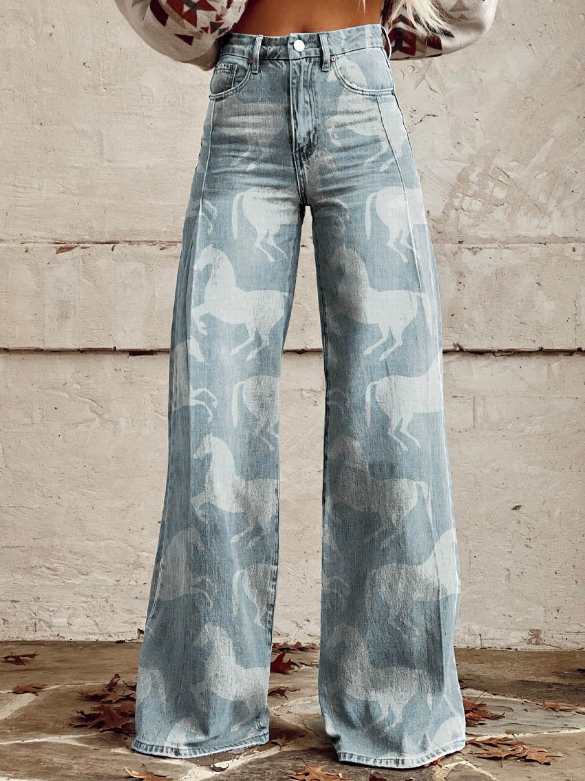 Women's Blue Horse Casual Wide Leg Pants