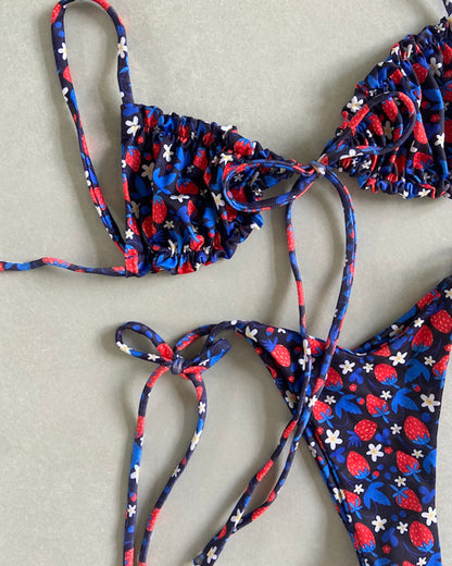 Printed tie bikini swimsuit