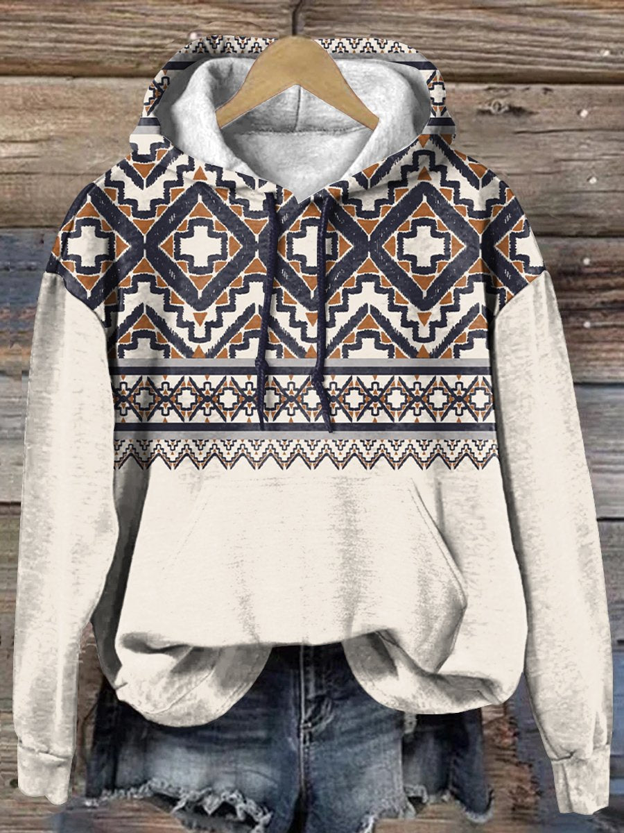 Retro Diamond Cross Art Print Casual Hoodie Sweatshirt