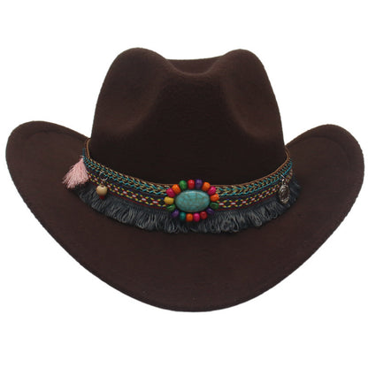 Unisex Fall Vintage Western Cowboy Woolen Sun Protection Wide Brim Hat