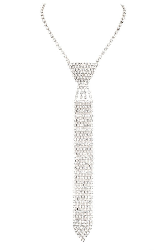 Rhinestone Neck Tie Necklace choice of colors