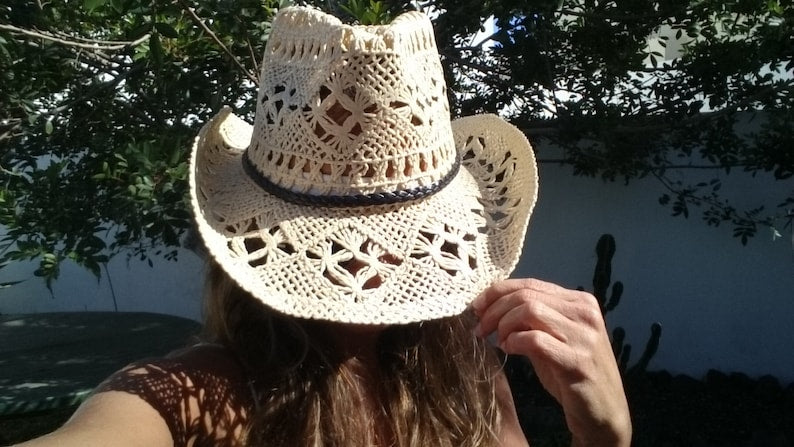 Boho cowboy hats for women, bohemian cowgirl straw hat, stetson western hats, kekugi