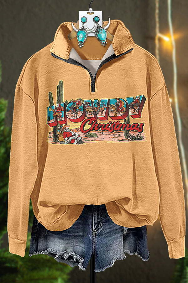 Western Howdy Christmas Zipper Sweatshirt