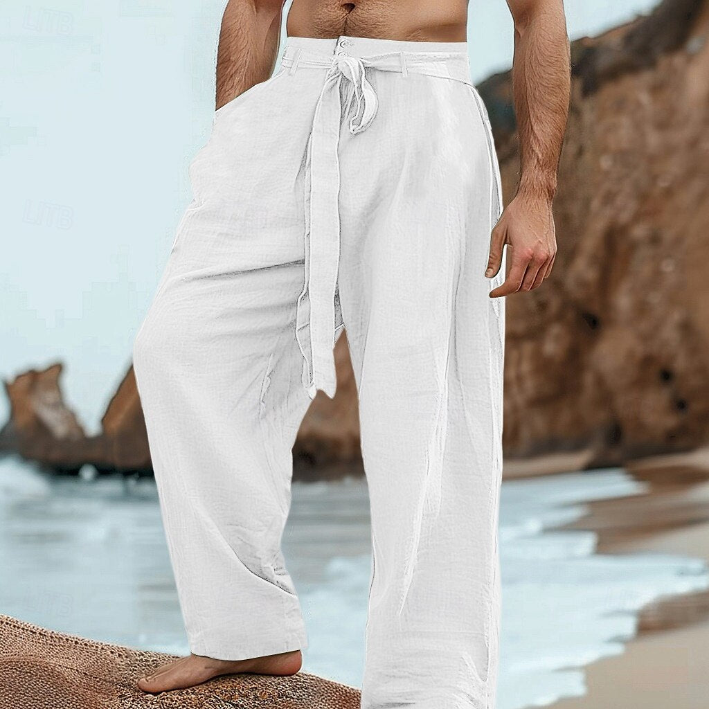 Men's Linen Comfortable Breathable Outdoor Daily Beach Loose Pants