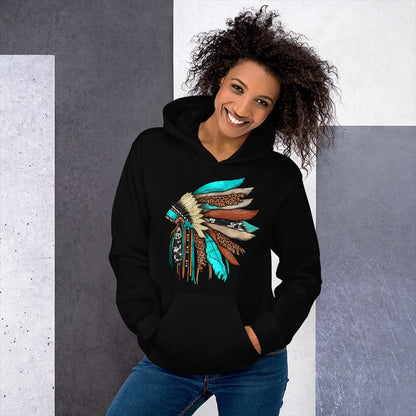 Turquoise Head Dress Unisex Hoodie