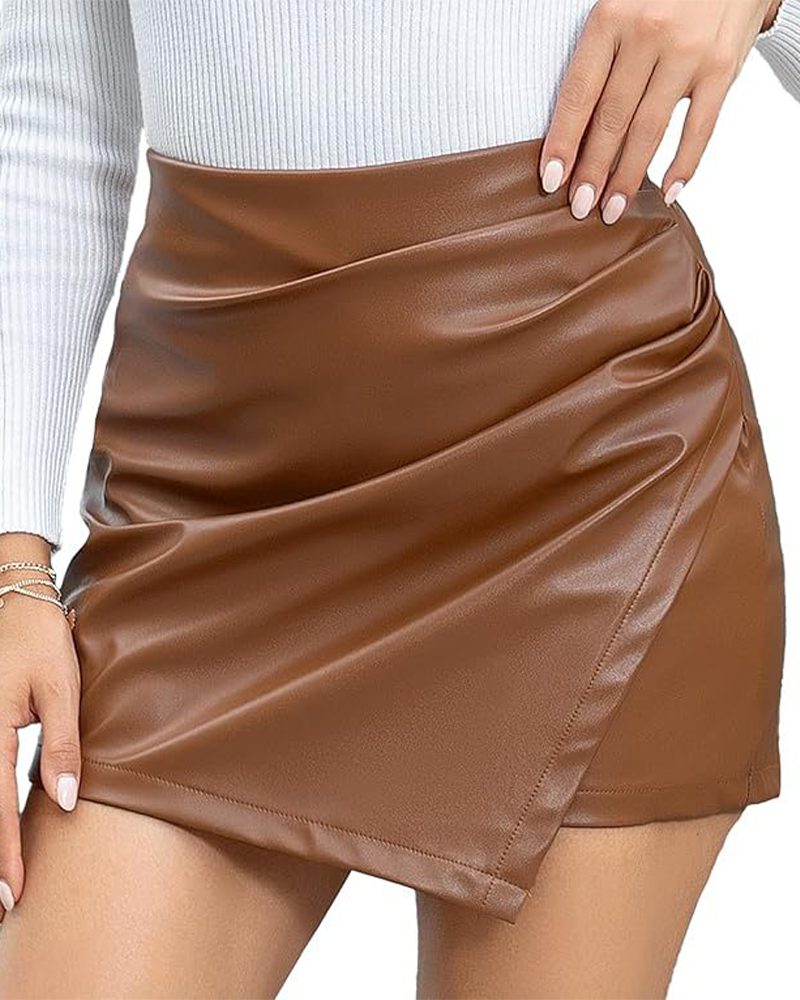 Loose Casual Leather Short Skirts