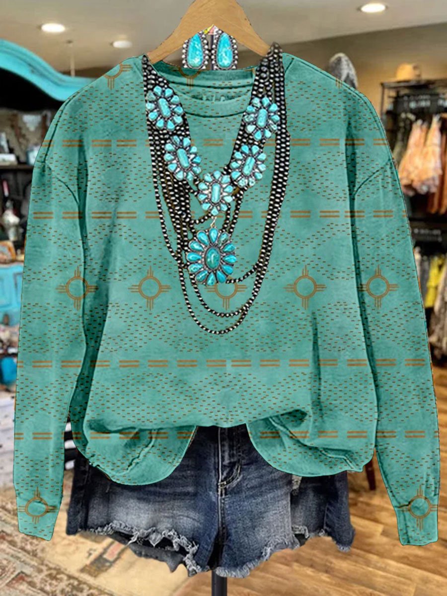 Vintage Print Casual  Sweatshirt