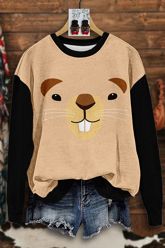 Groundhog Print Sweatshirt