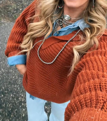 Orange Lapel Sweater