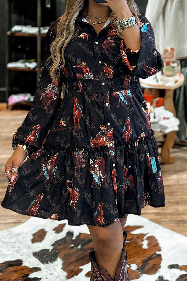 Rodeo Long Sleeve Ruffle Dress