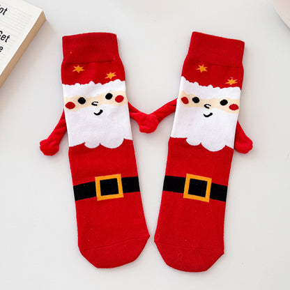 Cute Christmas Magnetic Holding Hands Socks