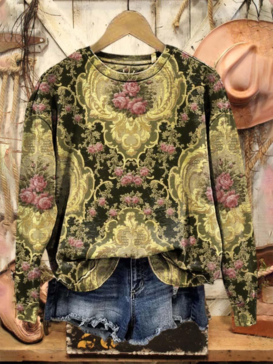 Vintage Lovely Floral Art Print Casual Sweatshirt