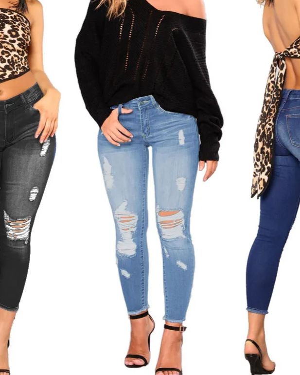 Women's Ripped Denim Cropped Pants