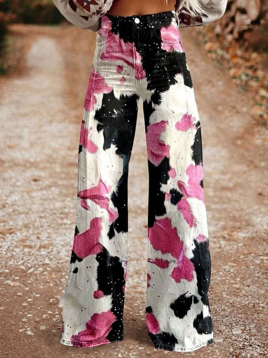 Women's Animal Pattern Print Casual Wide Leg Pants