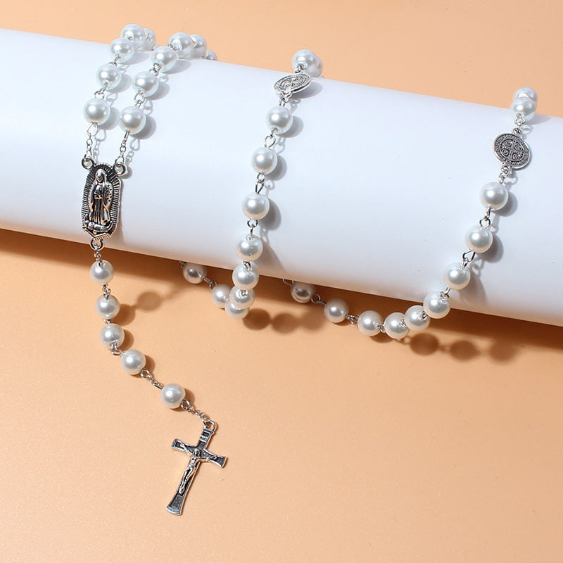 Vintage Faith Cross Beaded Necklace