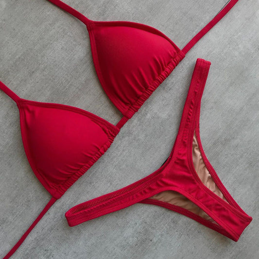 Fashion simple sexy red split bikini