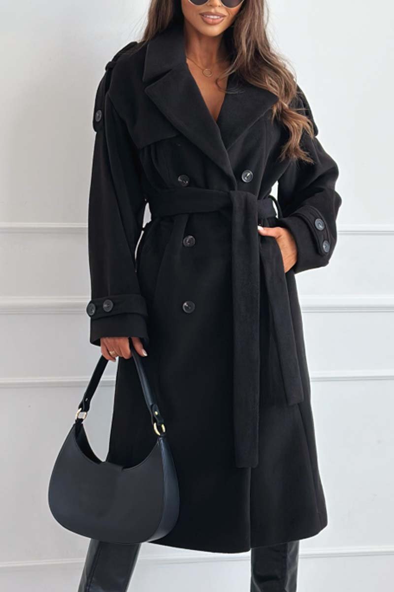 Women's Fashion Double Breasted Lace Up Coat