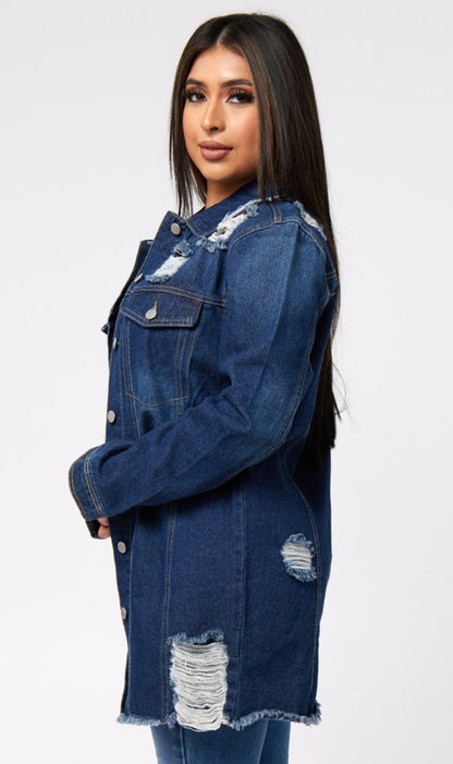 Distressed Denim Jacket Shacket