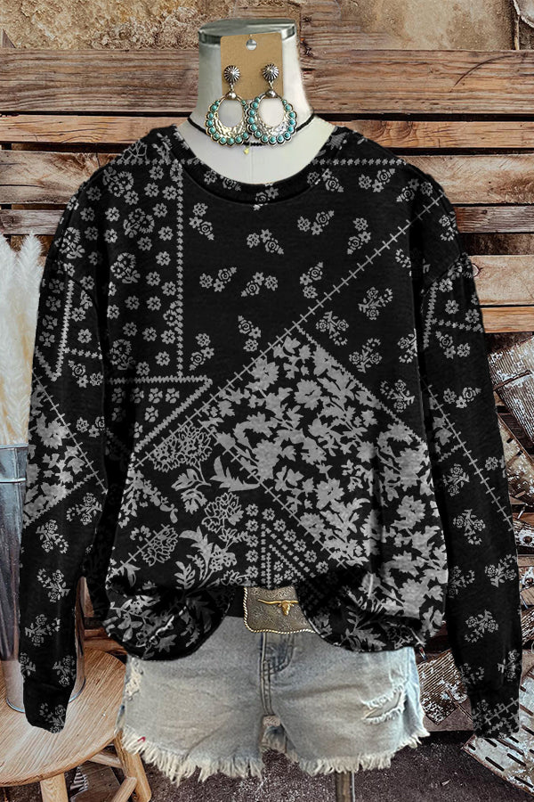 Unique Floral Print Sweatshirt