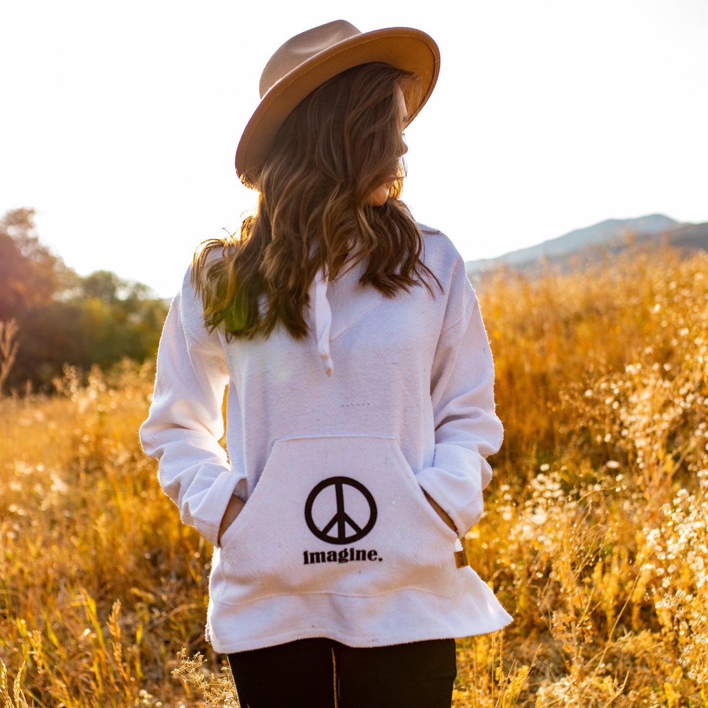 Peace Sign Mexican Drug Rug Baja Hoodie