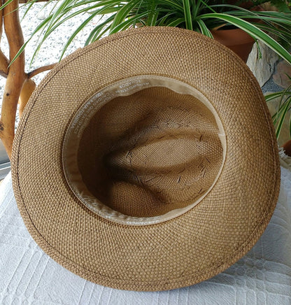 Genuine Ecuadorian Coffee Brown Coloured  Panama Hat  Handwoven Toquilla Palm Hat Unique Hat Authentic Fedora Hat