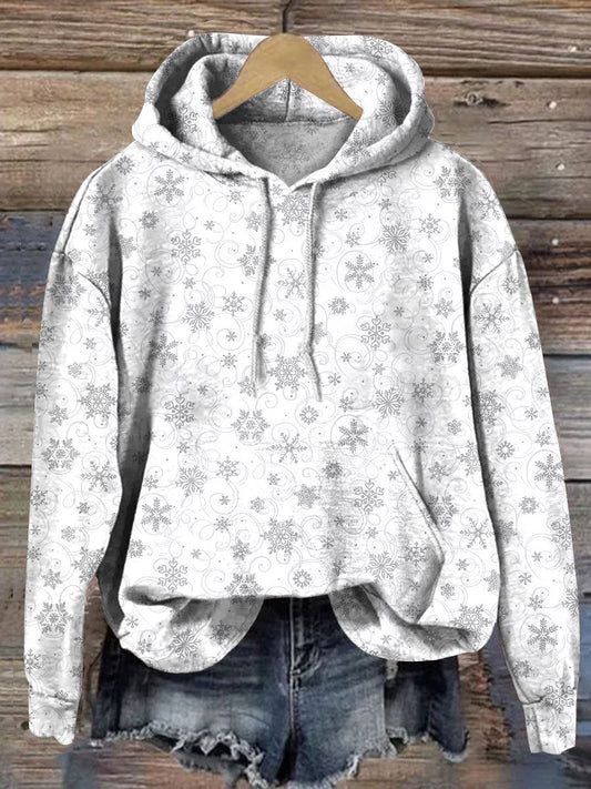 Snowflake Art Print Casual Hoodie Sweatshirt