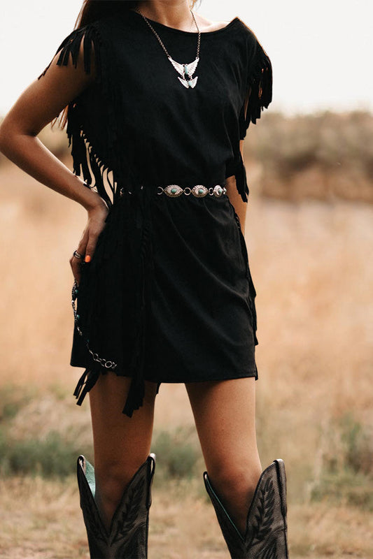 Vintage Tassel Backless Dress