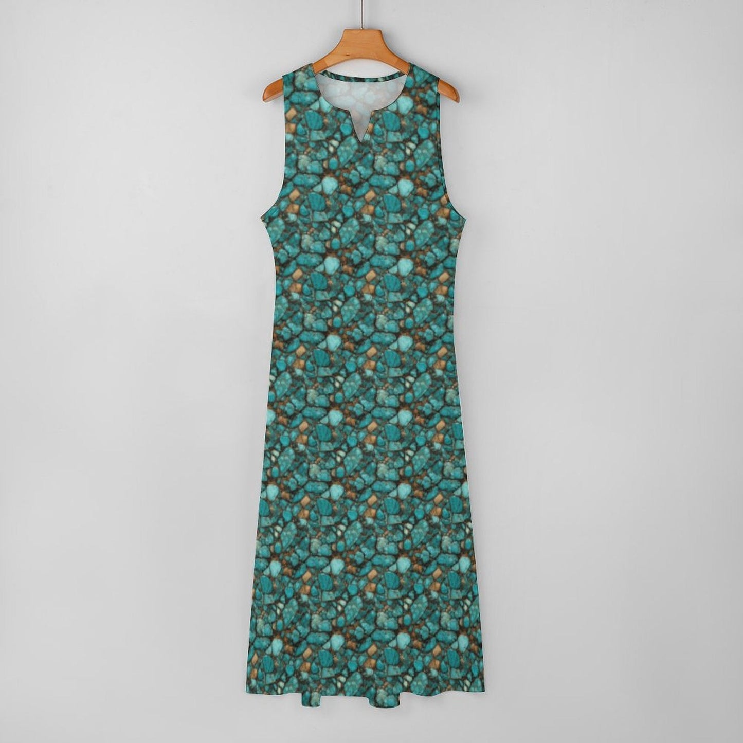 Baha Ranch All Turquoise Sleeveless Maxi Dress