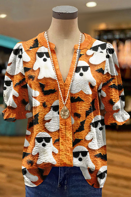 Cool Ghosts Halloween Puff Sleeve Top