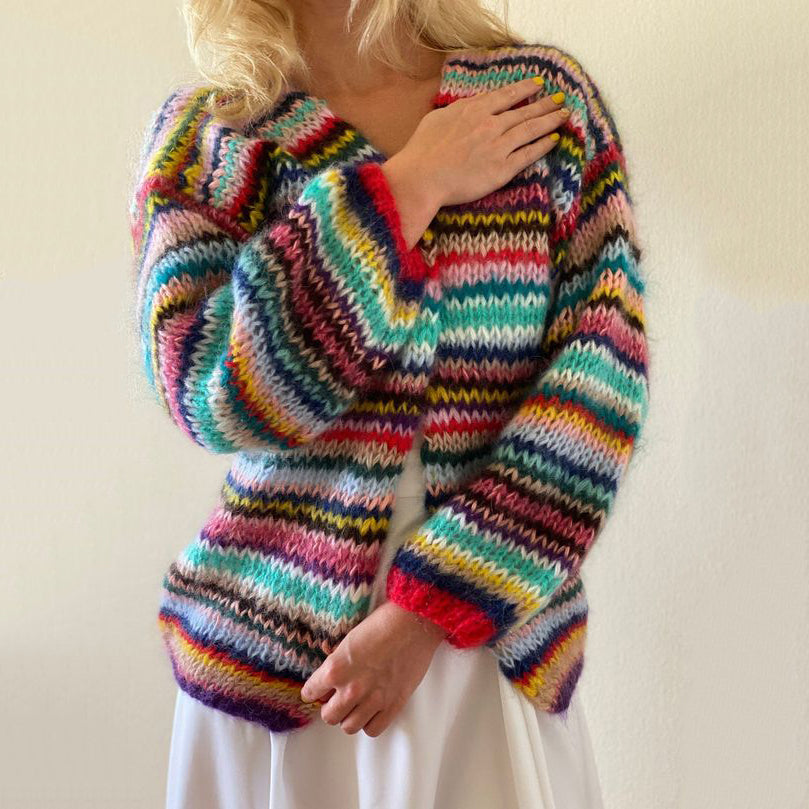 Colorful Casual Woolen Cardigan