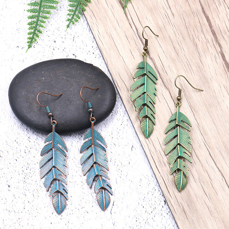 Women's Bohemian Feather Alloy Earrings