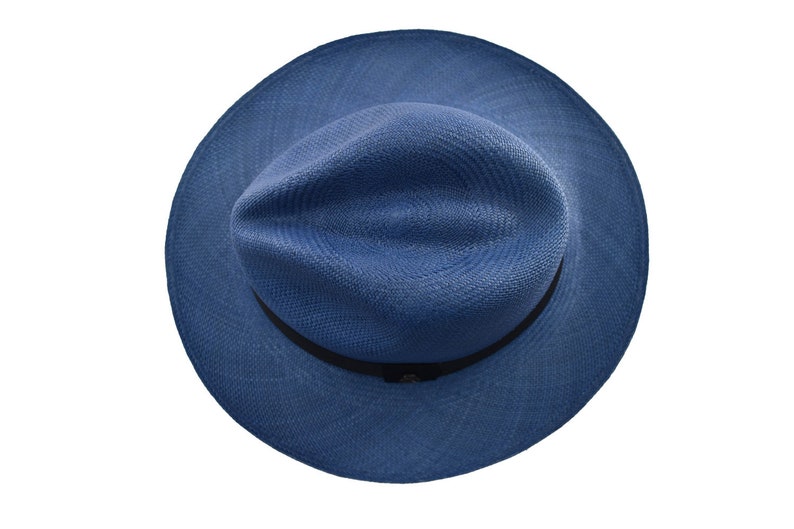 Electric Blue Classic Fedora | Genuine Panama Hat | Toquilla Straw | Handwoven in Ecuador - EA - HatBox Included