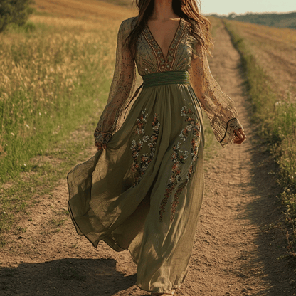 Elegant Bohemian Style Yarn Dress