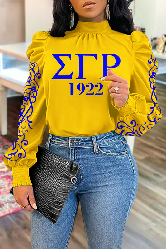 Classic Sigma Gamma Rho Sorority Puff Sleeve Blouse