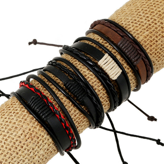 Unisex Quadruple Braided Leather Surf Bracelet