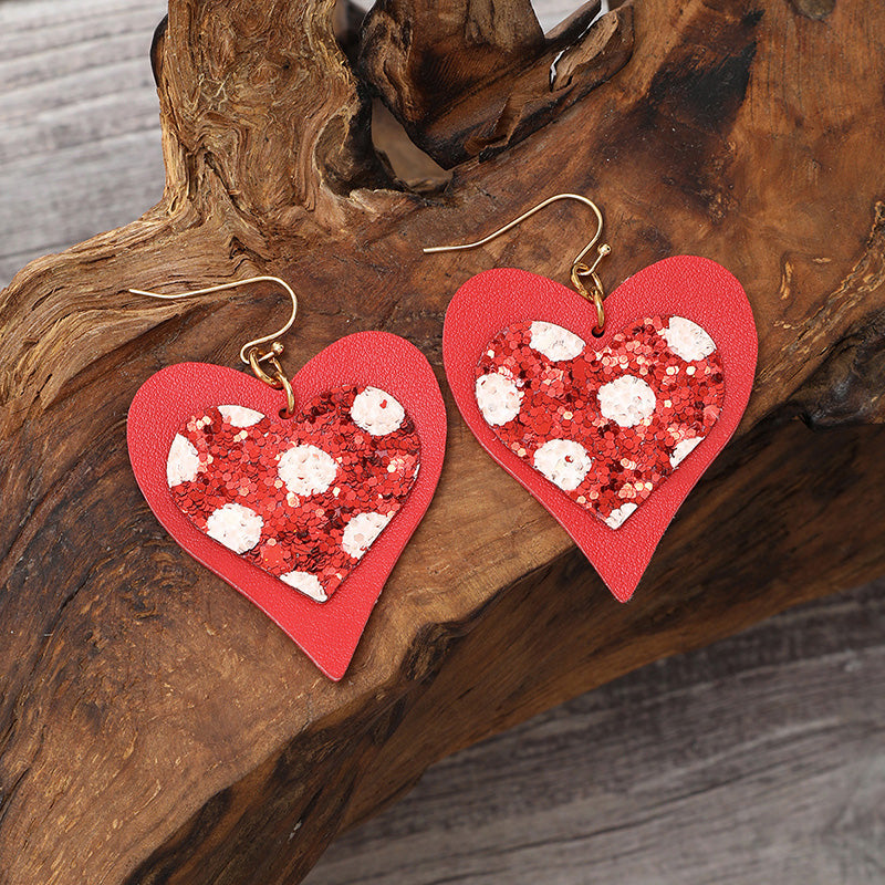 Valentine's Day Sequins Two-tier Teardrop Earrings