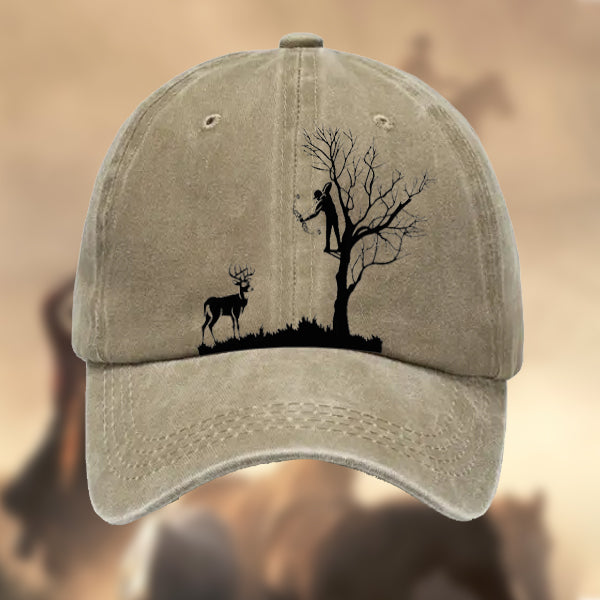 Men's Vintage Deer Bow Hunting Cotton Washed Baseball Cap