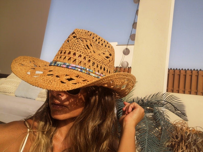 Boho cowboy hats for women, bohemian cowgirl straw hat, stetson western hats, kekugi