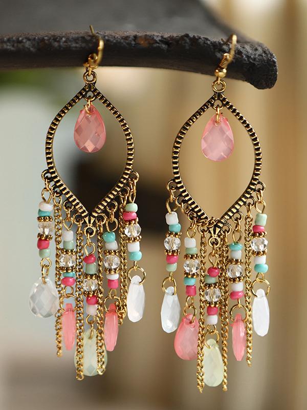 Vintage water drop bohemian chain earrings